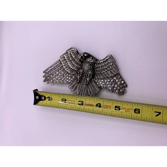 Vintage Large Metal Eagle Belt Buckle With Rhinestones 5" - Picture 5 of 7